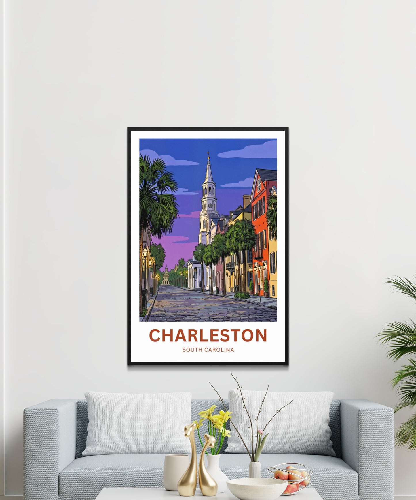 Charleston Historic District Travel Poster - Night Scene