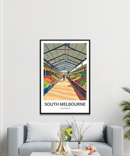 South Melbourne Market Travel Poster  - Gather, Taste, Discover