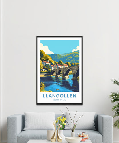 Llangollen Travel Poster - Llangollen River Crossing