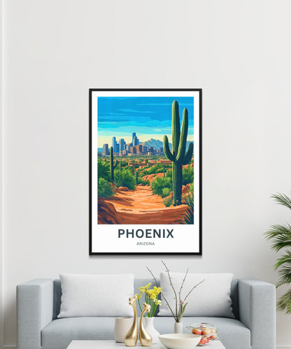 Phoenix Travel Poster - Arizona City Desert View