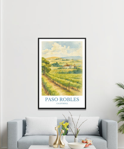 Paso robles, Watercolor design poster, California Print, Paso robles Wall Art
