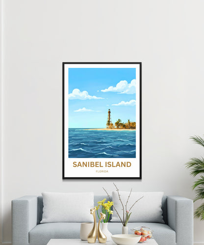 Sanibel Island, Florida Travel Poster - Lighthouse