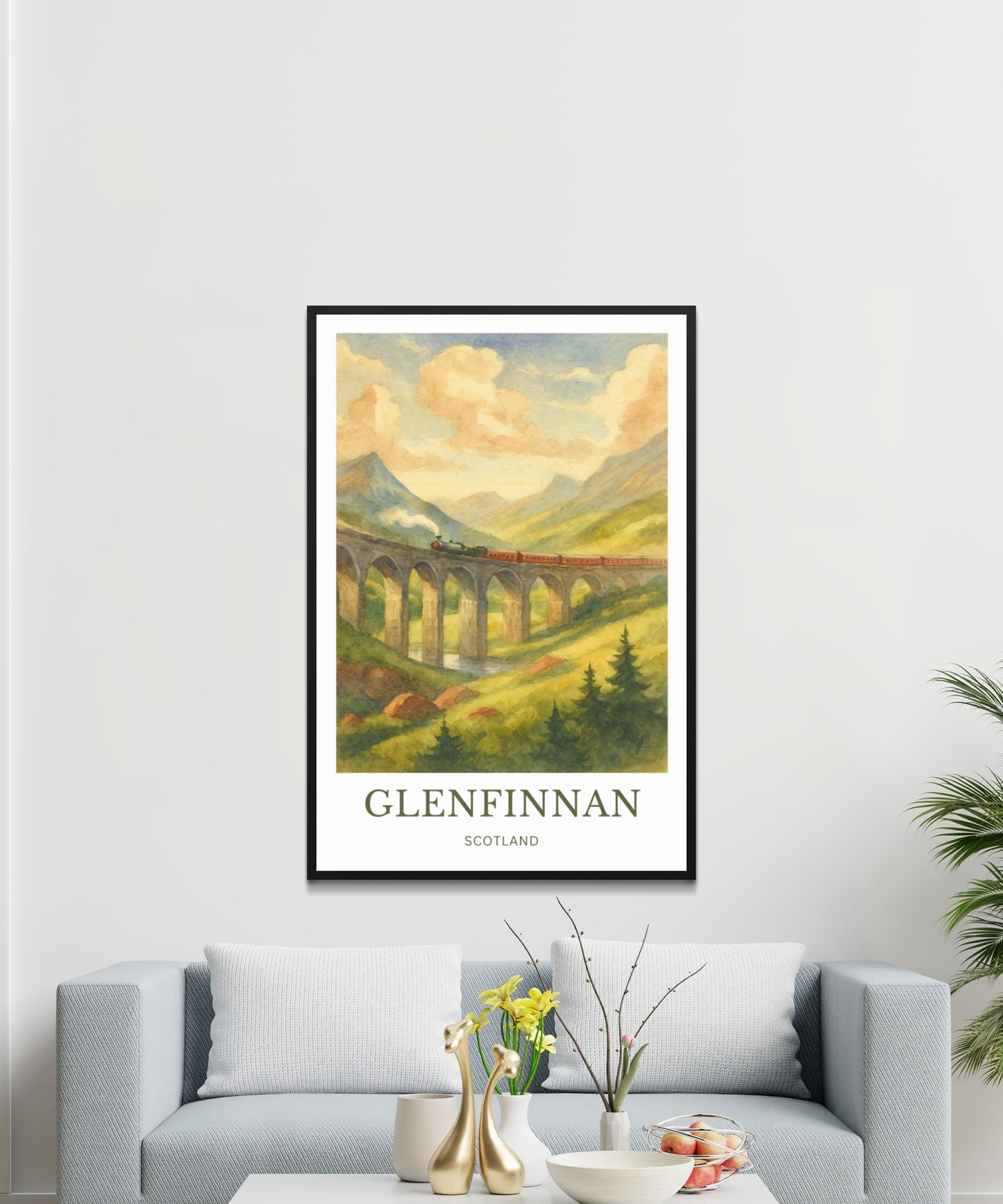 Glenfinnan, Watercolor design poster, Scotland Print, Glenfinnan Wall Art