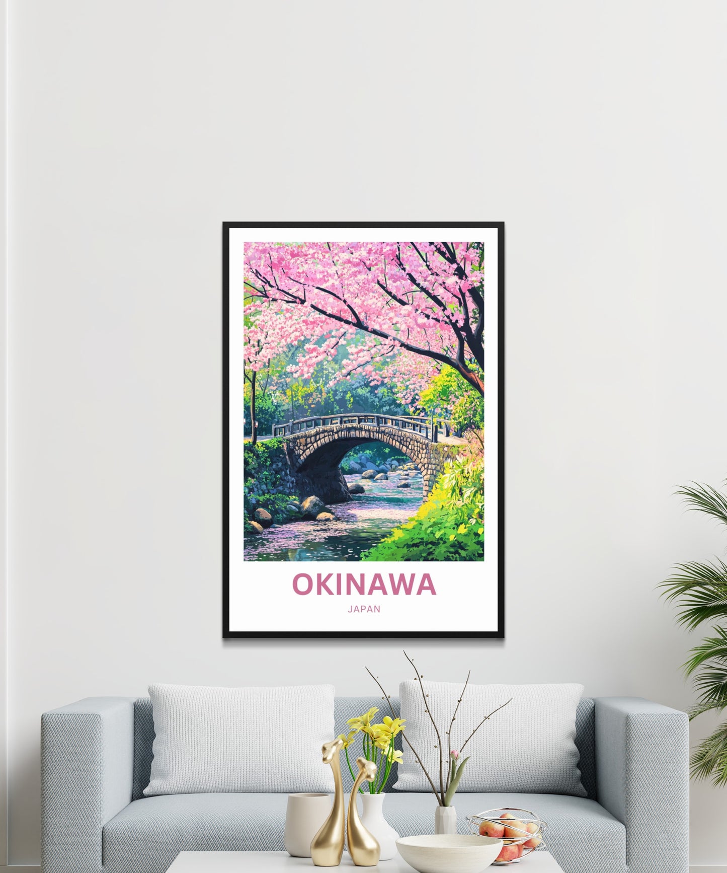 Okinawa Travel Poster  - Captivating Bridge of Springtime