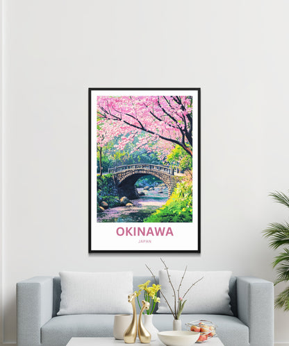 Okinawa Travel Poster  - Captivating Bridge of Springtime