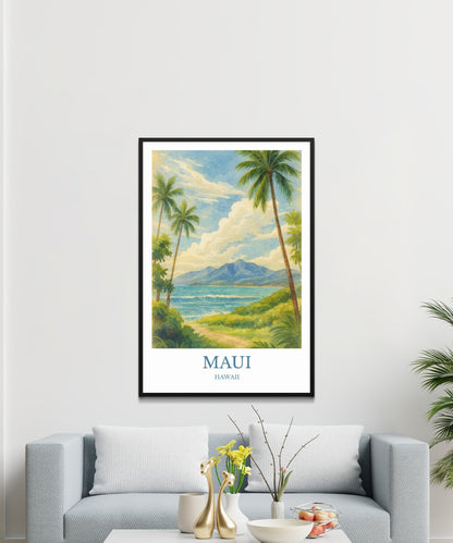 Maui, Watercolor design poster, Hawaii Print, Maui Wall Art