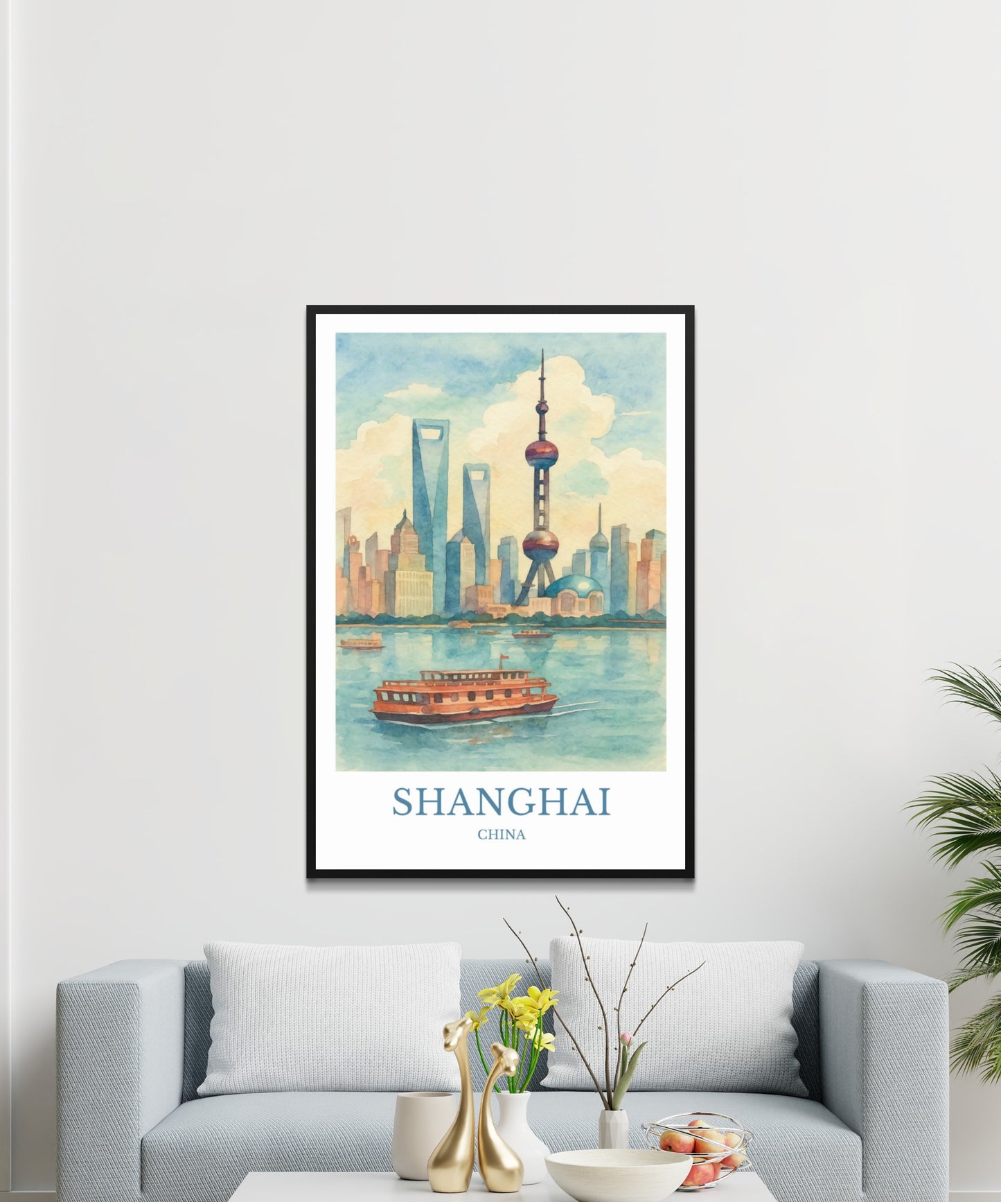 Shanghai, Watercolor design poster, China Print, Shanghai Wall Art