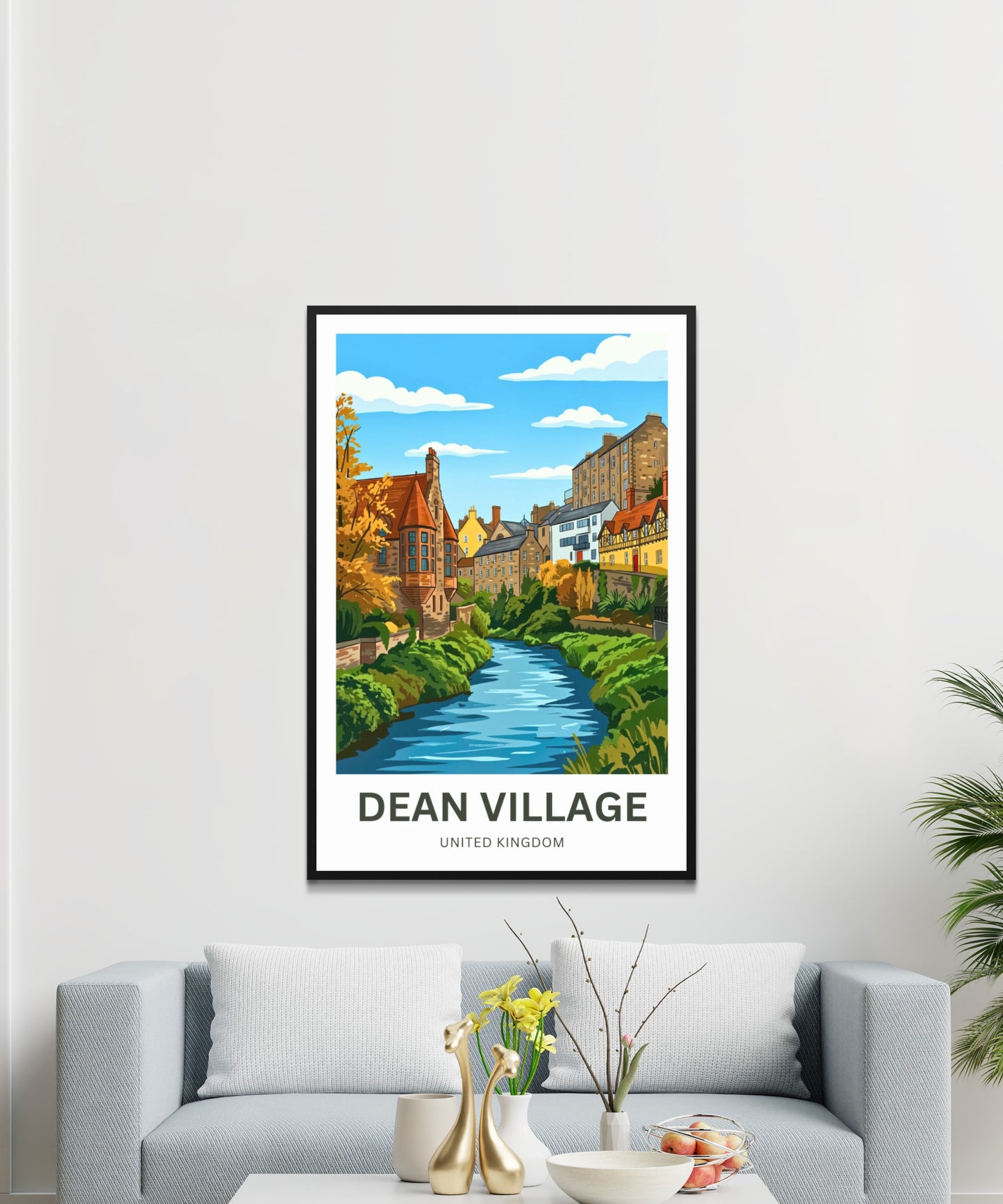 Dean Village Travel Poster - Village by the River