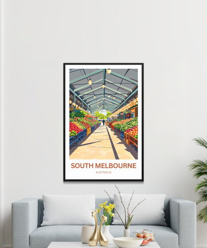 South Melbourne Market Travel Poster  - Where Community Meets Flavor