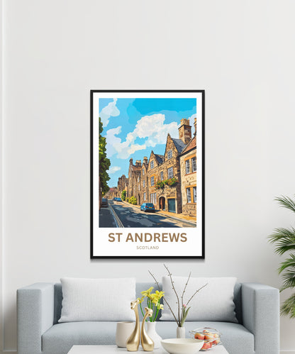 St. Andrews Travel Poster - Captivating Historic Street