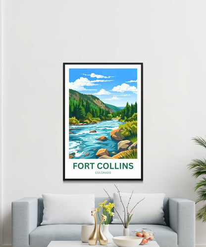 Fort Collins Travel Poster - Colorado River