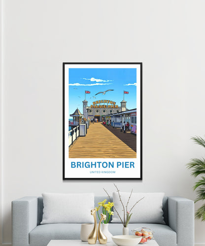 Brighton Pier Travel Poster - Coastal Fun Experience