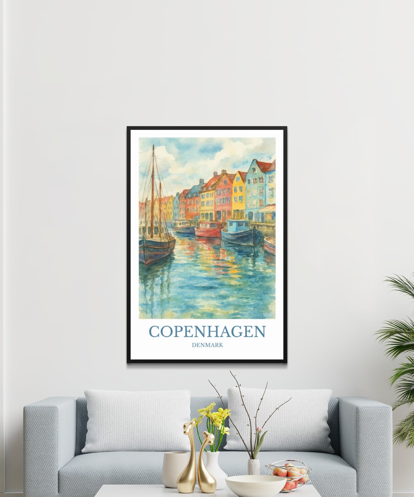 Copenhagen, Watercolor design poster, Denmark Print, Copenhagen Wall Art