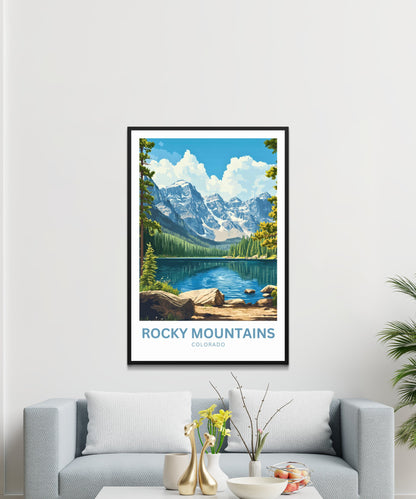 Rocky Mountains Travel Poster - Stunning Alpine Scenery