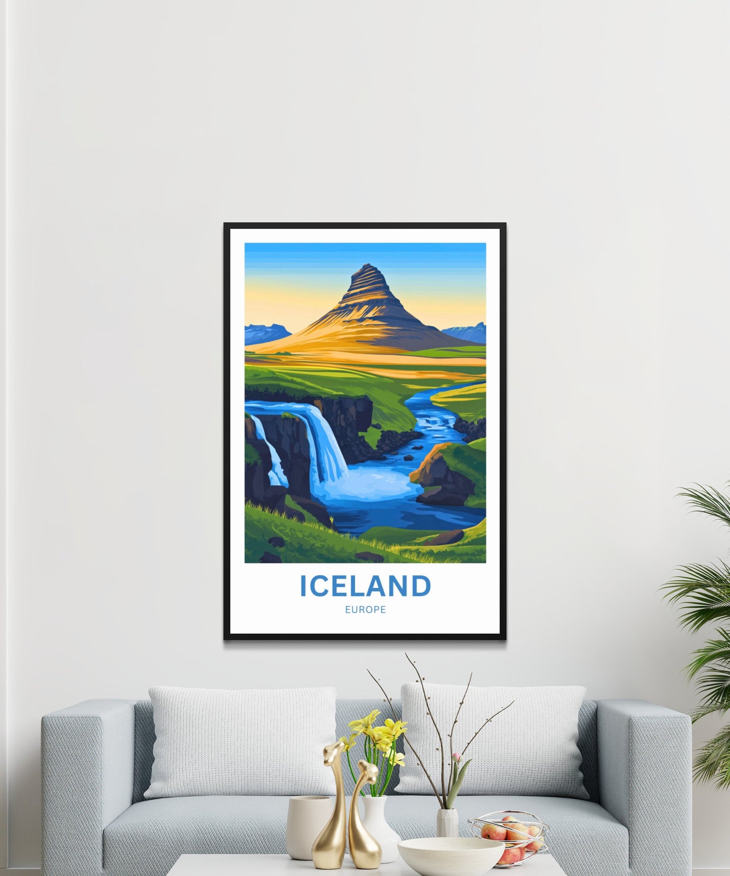 Iceland Travel Poster - Europe Iconic Land of Ice and Fire Landscape