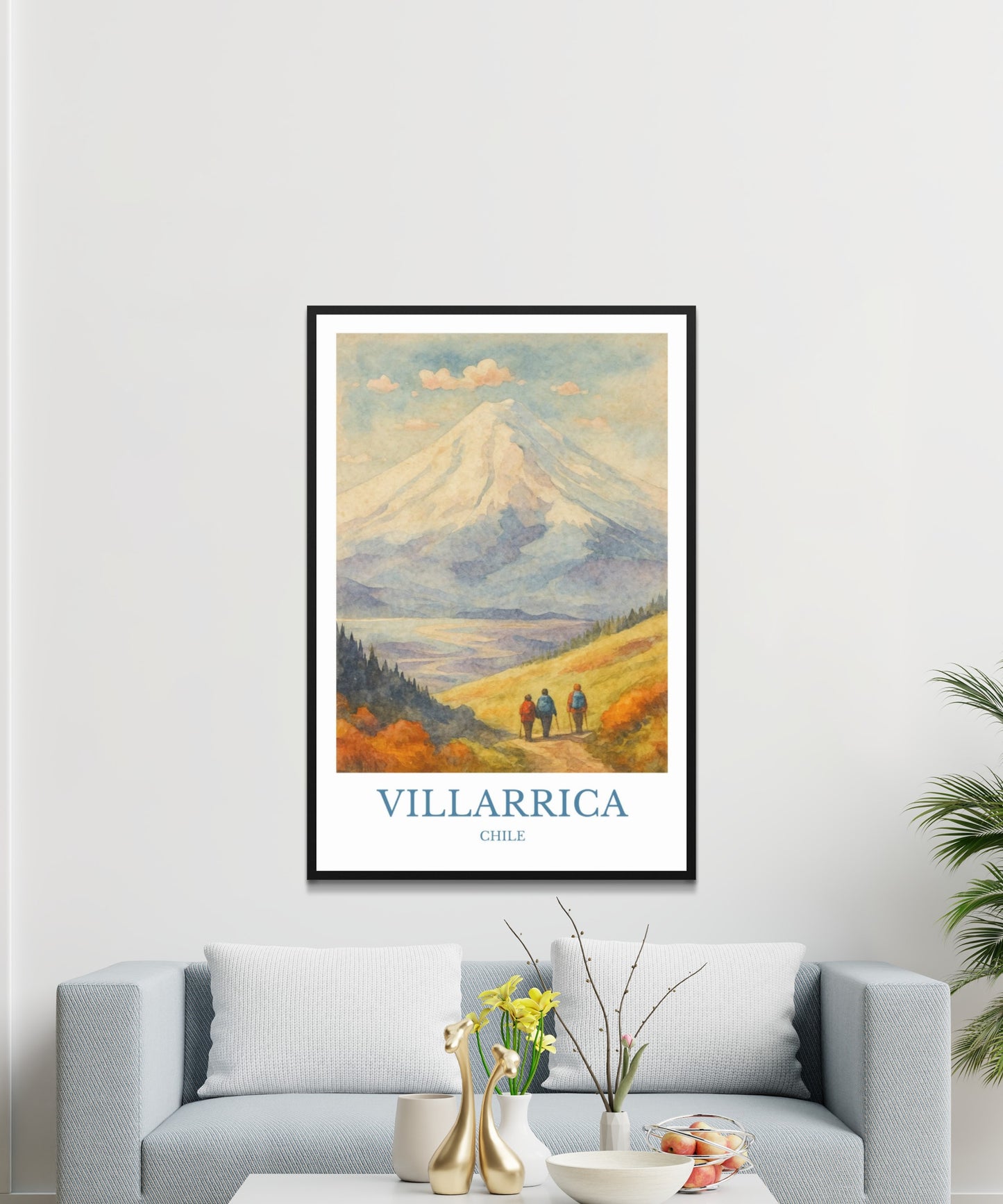 Villarrica, Watercolor design poster, Chile Print, Villarrica Wall Art
