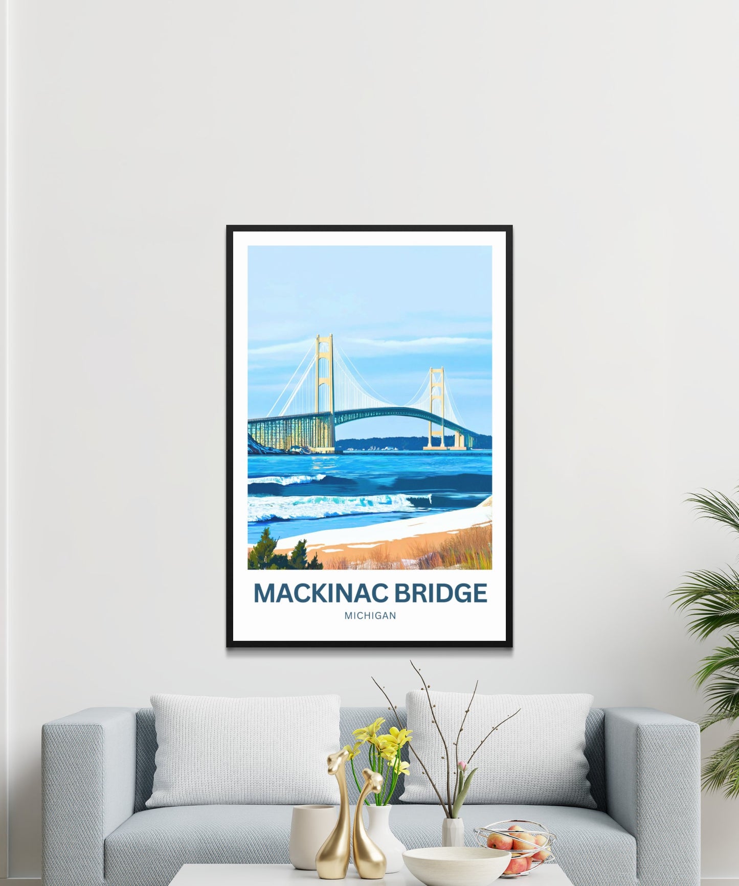 Mackinac Bridge Travel Poster - Iconic Bridge of Michigan