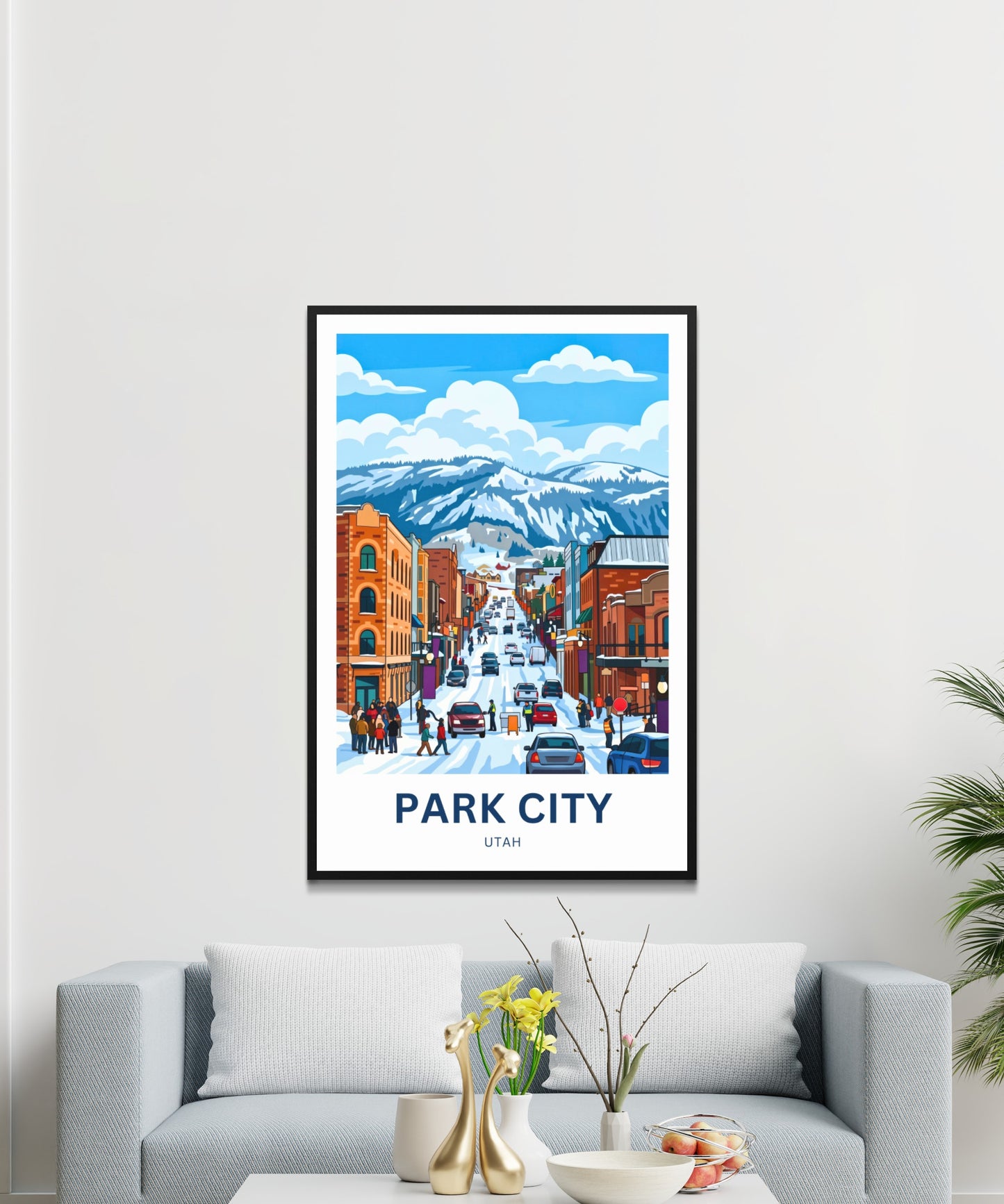 Park City Travel Poster - Charming Winter Street Vibe