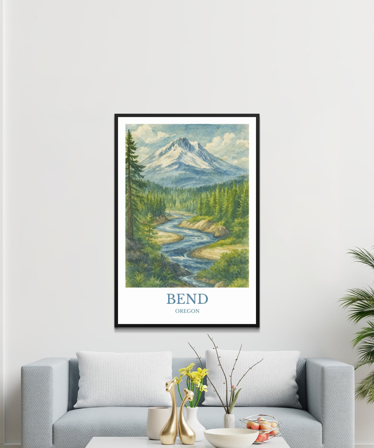 Bend, Watercolor design poster, Oregon Print, Bend Wall Art