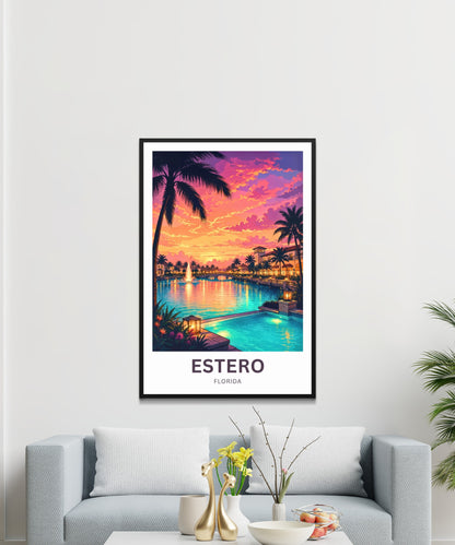 Estero, Florida Travel Poster - Captivating Sky