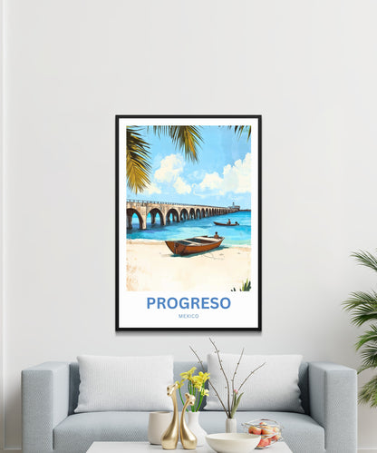 Progreso Travel Poster -  Breezes of Mexico