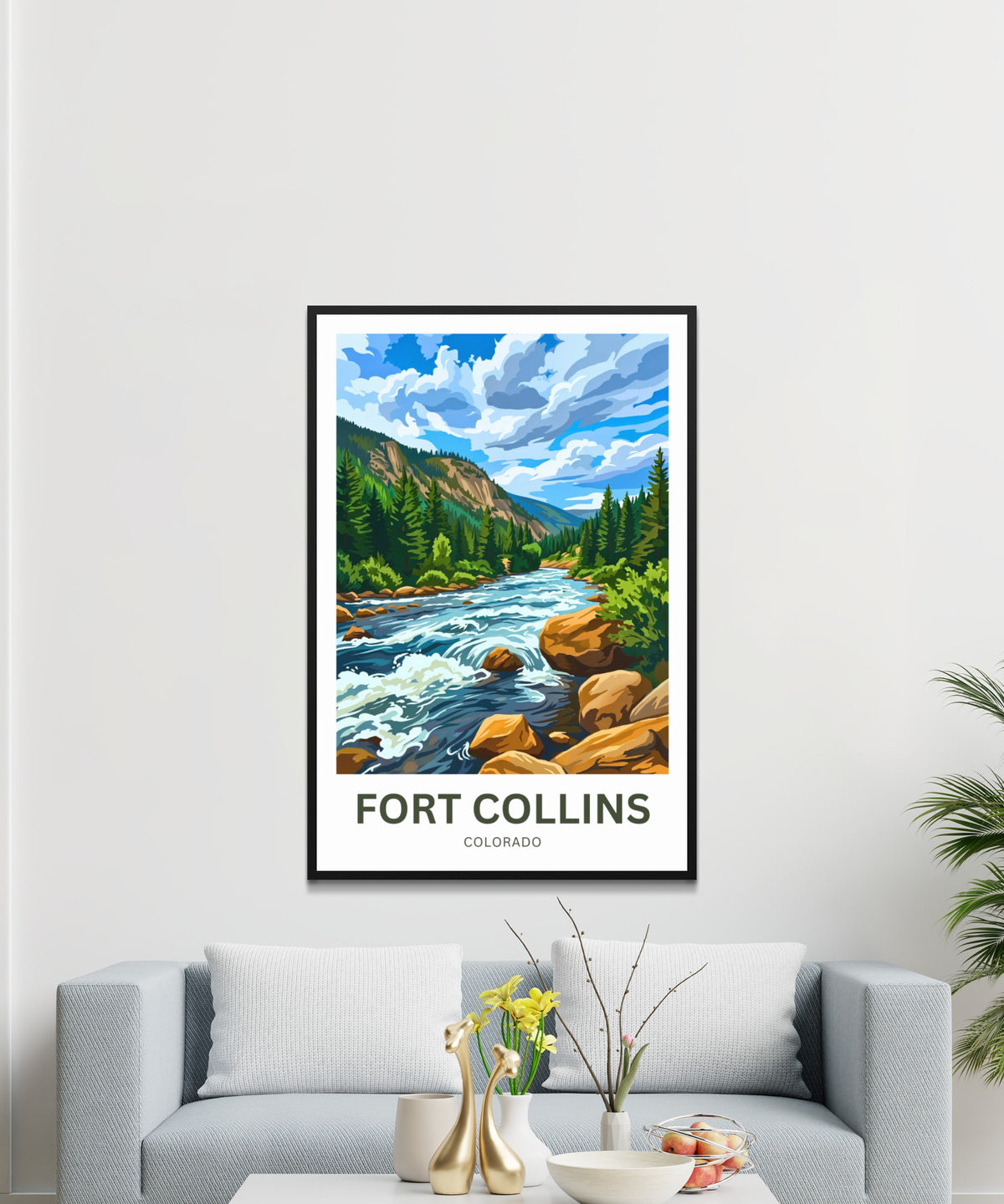Fort Collins Travel Poster - Colorado Captivating River Flow