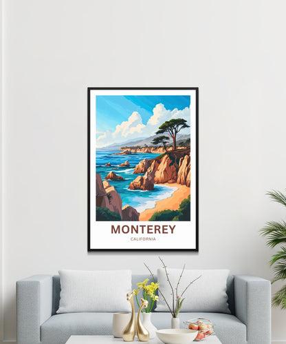 Monterey Travel Poster - California Beautiful Pacific Coastline