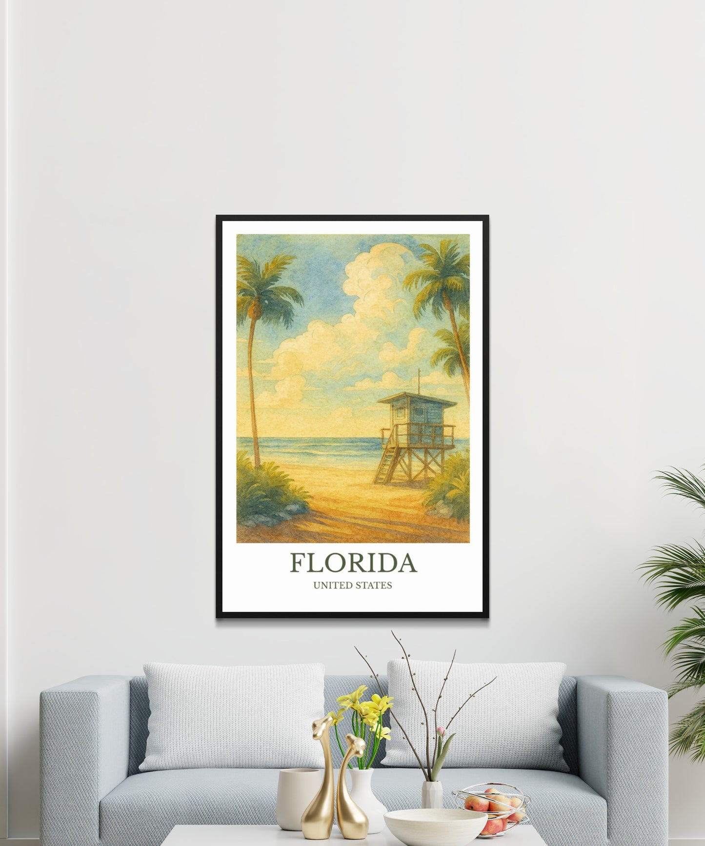 Florida, Watercolor design poster, United States Print, Florida Wall Art