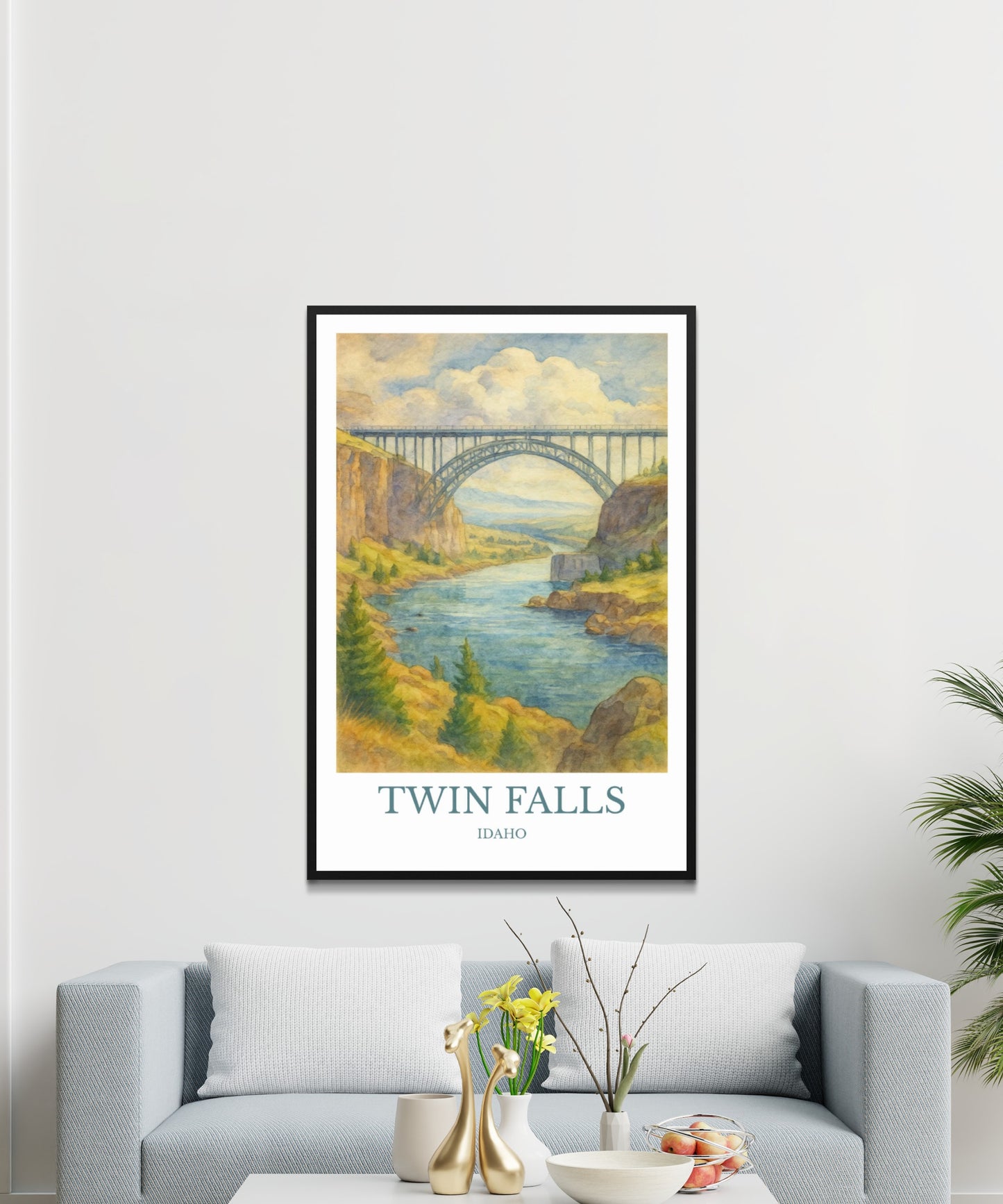 Twin Falls, Watercolor design poster, Idaho Print, Twin Falls Wall Art