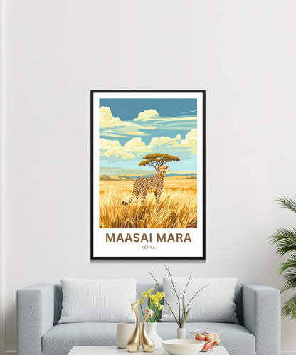 Maasai Mara Travel Poster - National Reserve of Kenya