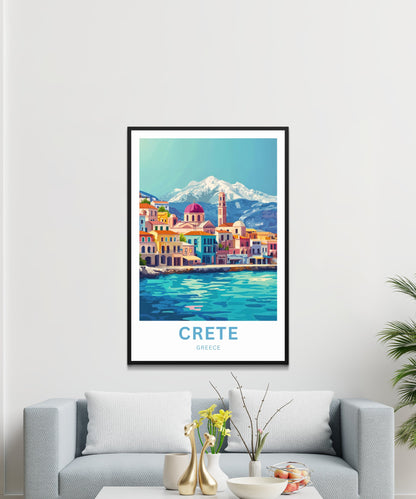 Crete Travel Poster - Chania City in Greece