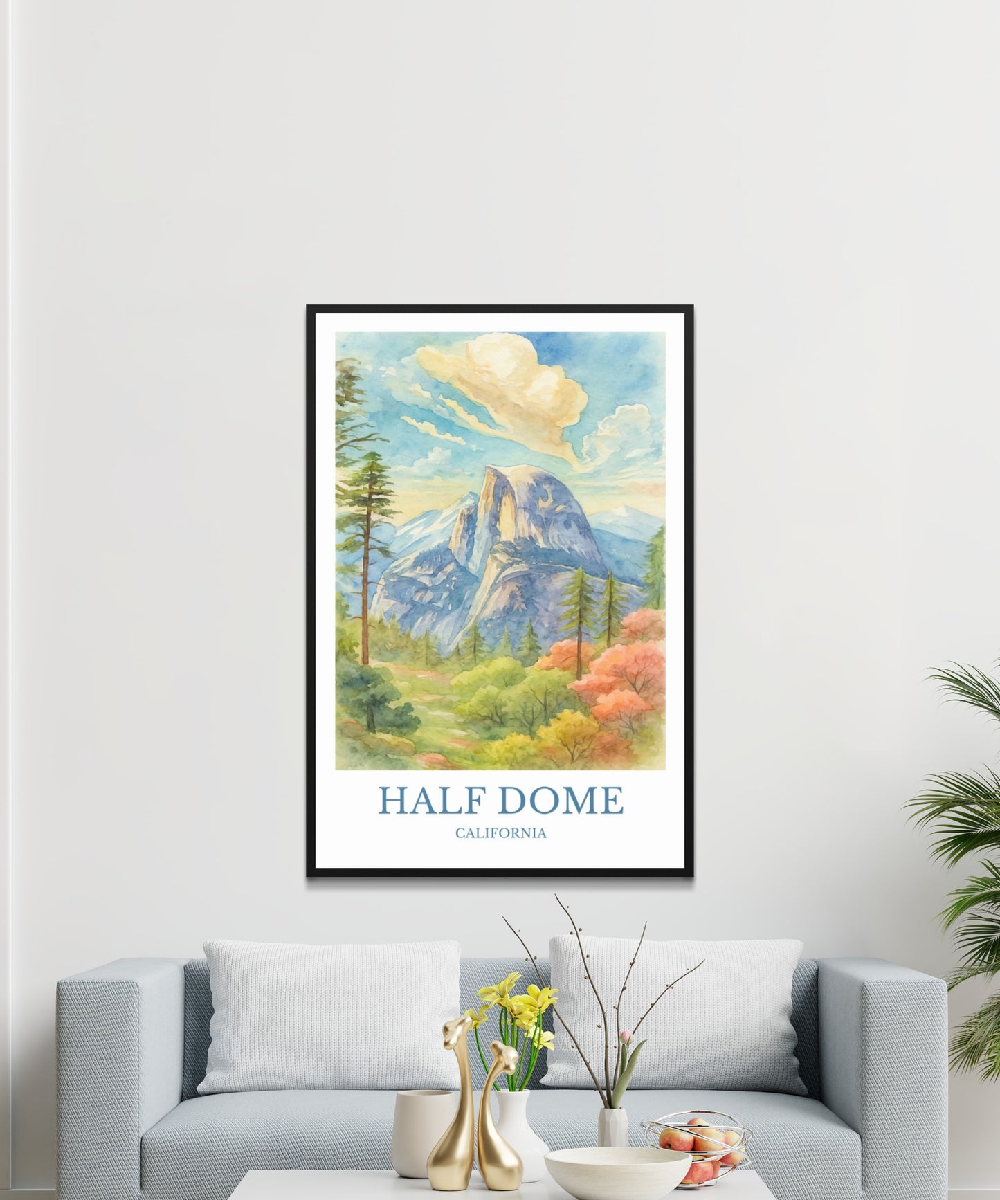 Half Dome, Watercolor design poster, California Print, Half Dome Wall Art