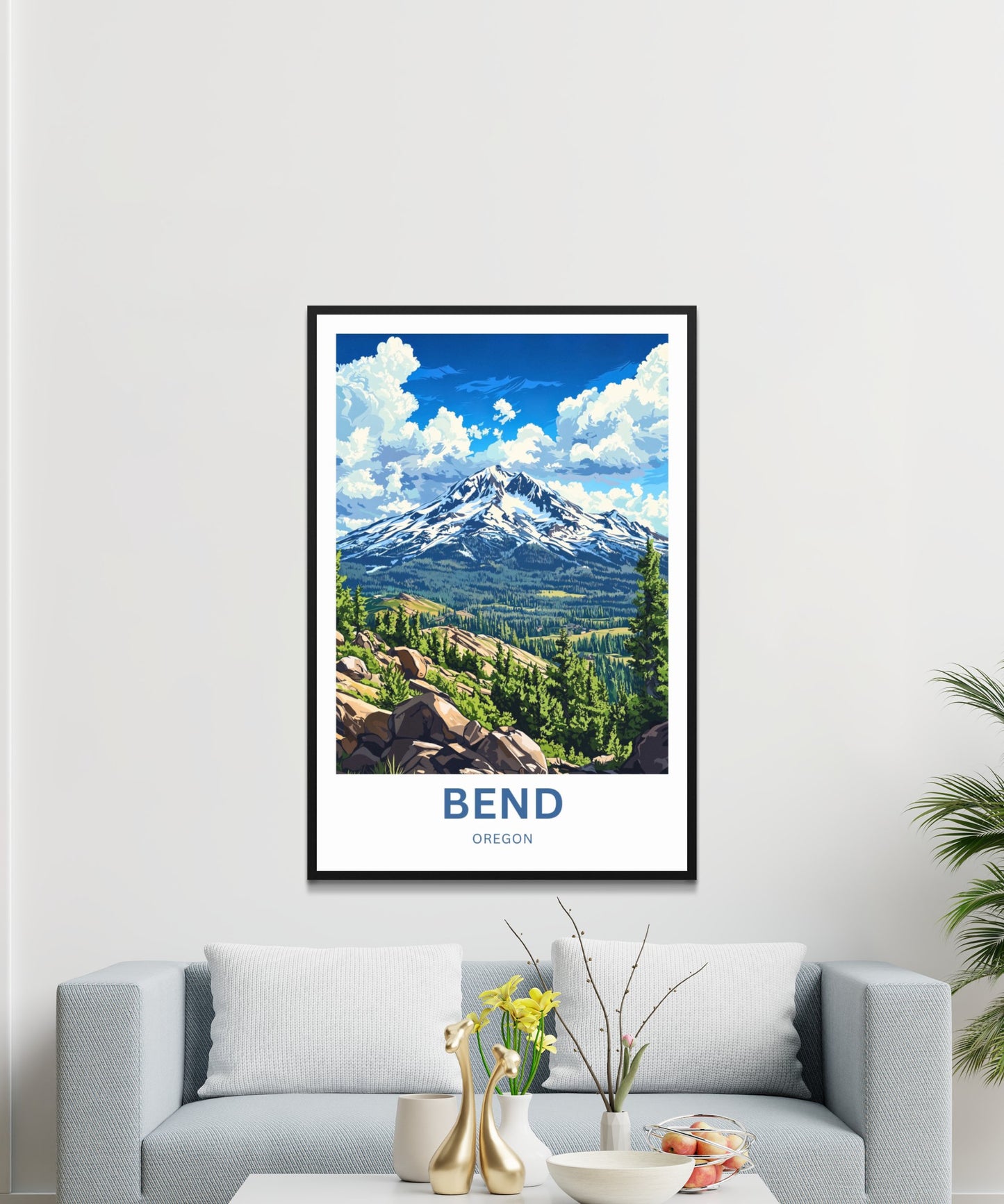 Bend Travel Poster - Breathtaking Majestic Mountains in Oregon