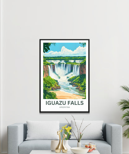 Iguazu Falls Travel Poster - Argentina and Brazil Wonders