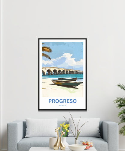 Progreso Travel Poster -  Mexico Endless Pier, Endless Summer