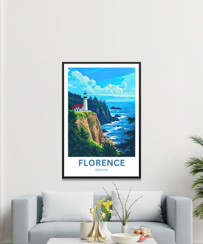 Florence Travel Poster - Heceta Head Lighthouse