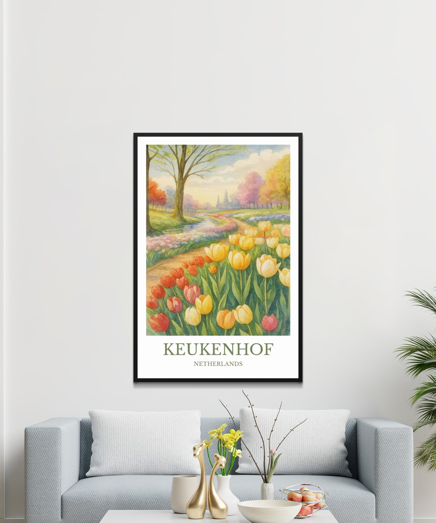 Keukenhof, Watercolor design poster, Netherlands Print, Keukenhof Wall Art