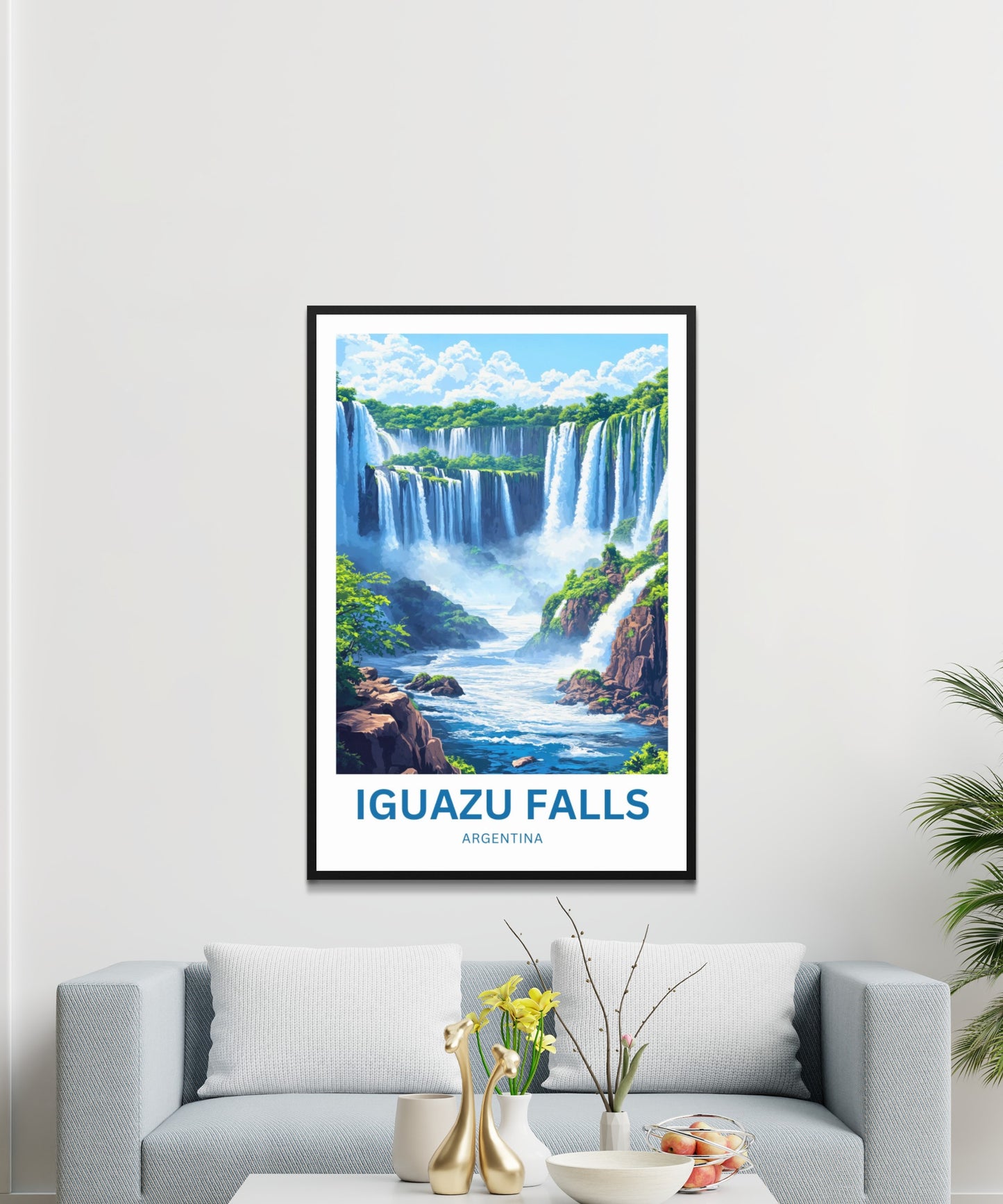 Iguazu Falls Travel Poster - Stunning Majestic Waterfalls of Argentina and Brazil