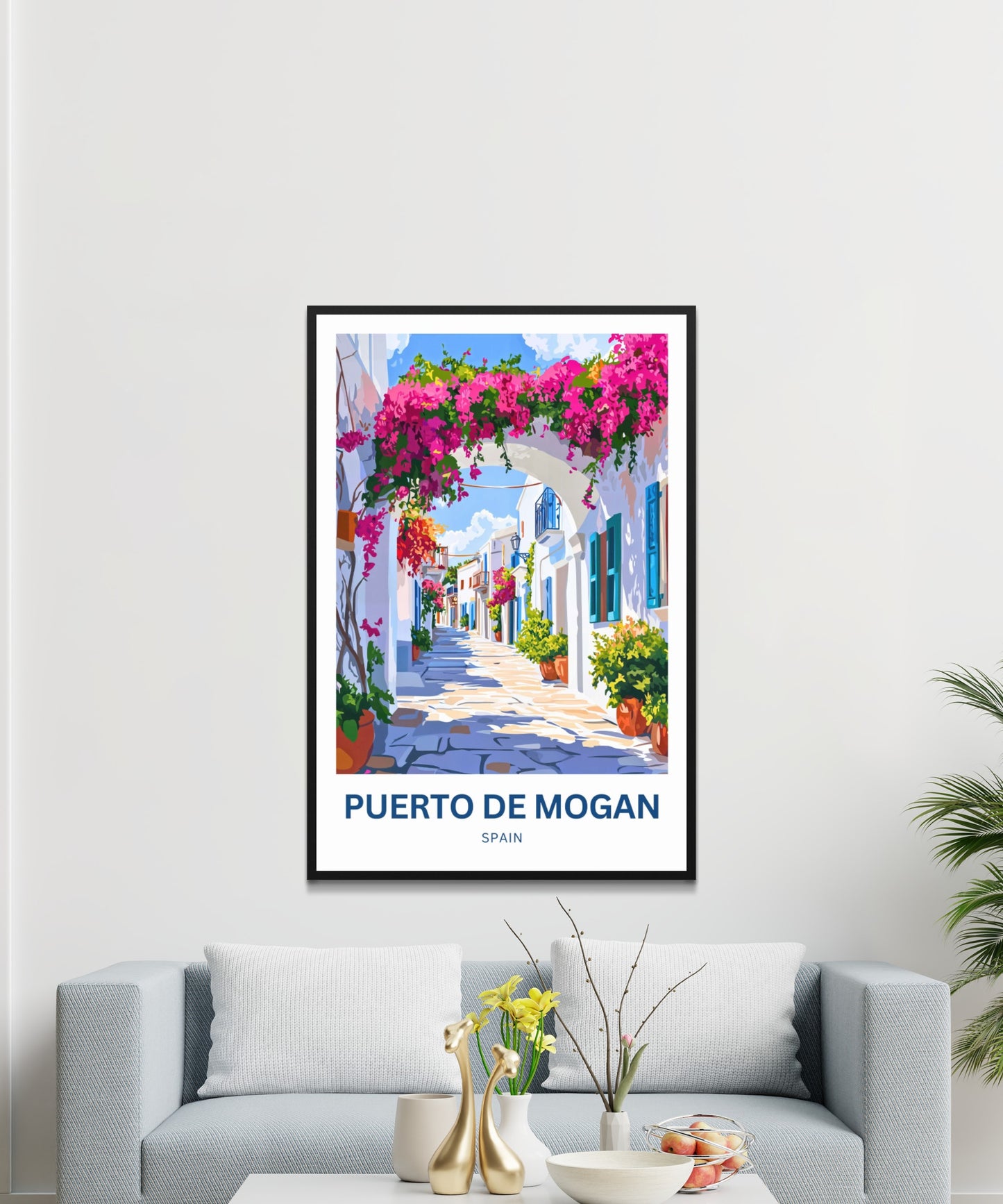 Puerto de Mogán Travel Poster - Captivating Bougainvillea Ally Street