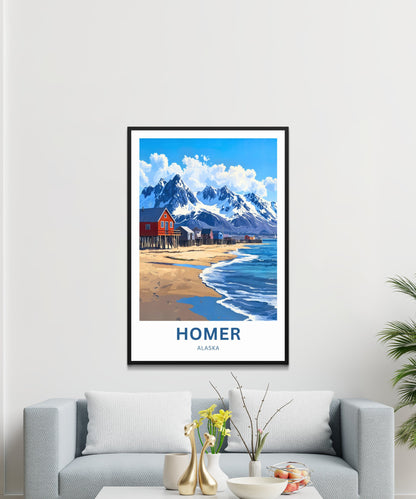 Homer Travel Poster - Breathtaking Alaska Peaks