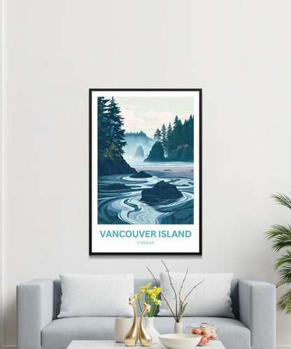 Vancouver Island Travel Poster - Land of Mist and Pines