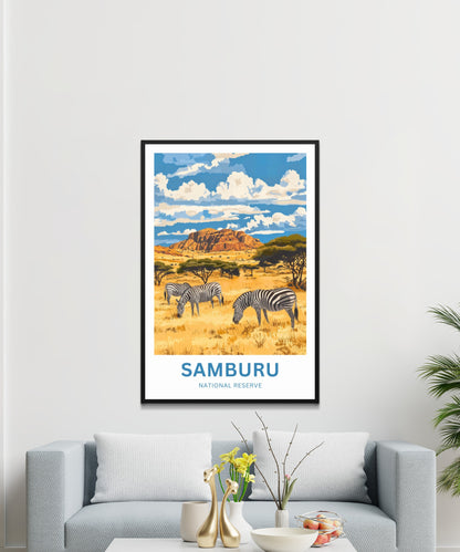 Samburu National Reserve Travel Poster - Grevy's Zebra