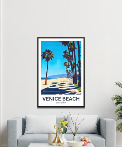 Venice Beach Travel Poster - Sun-kissed shores and vibrant boardwalk energy