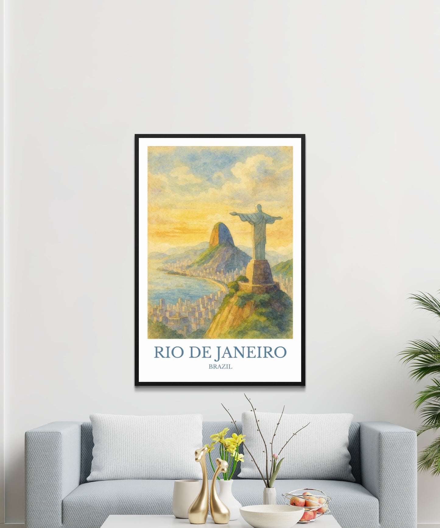 Rio de Janeiro, Watercolor design poster, Brazil Print, Rio de Janeiro Wall Art
