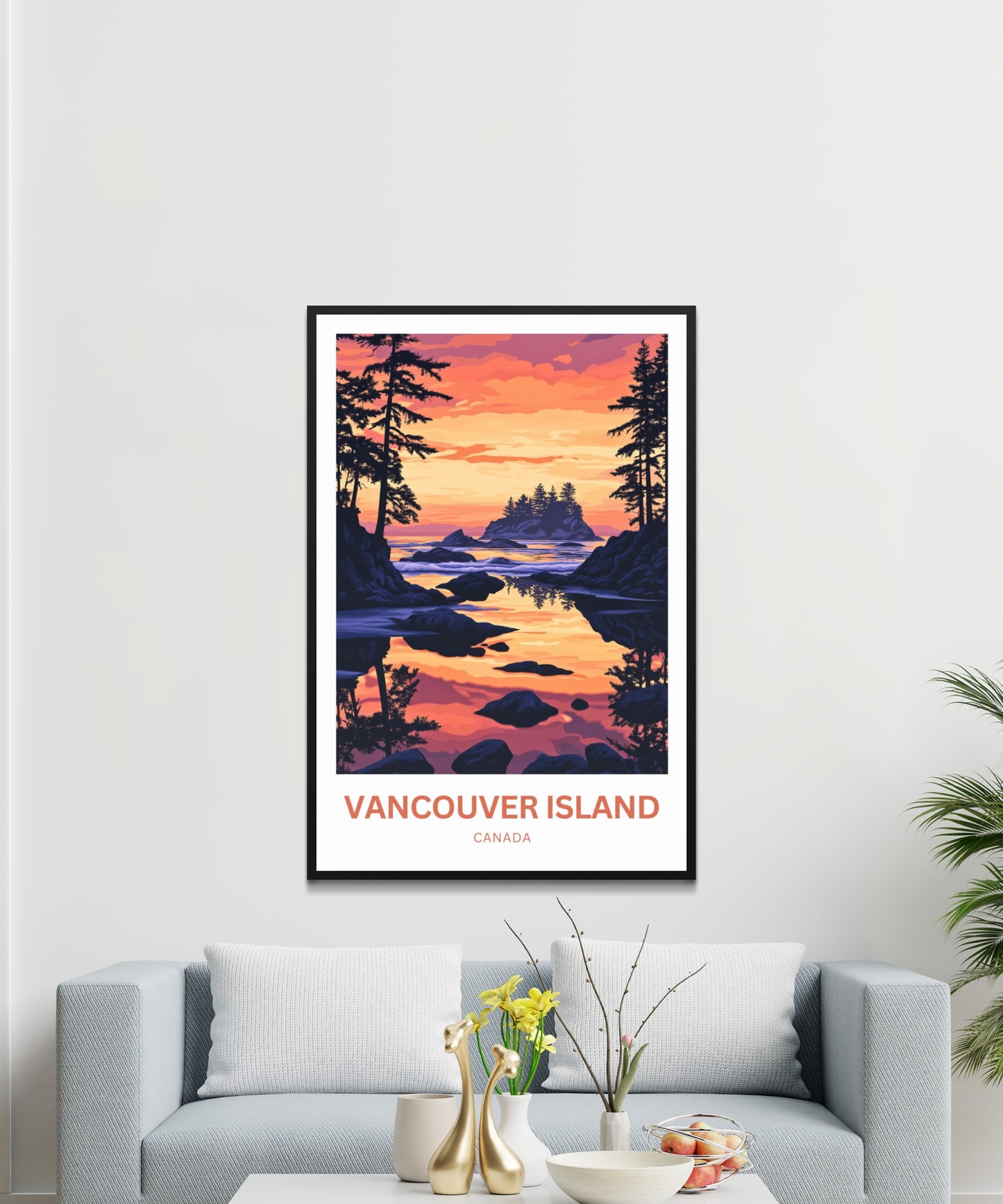 Vancouver Island Travel Poster - Captivating Sunset Island View