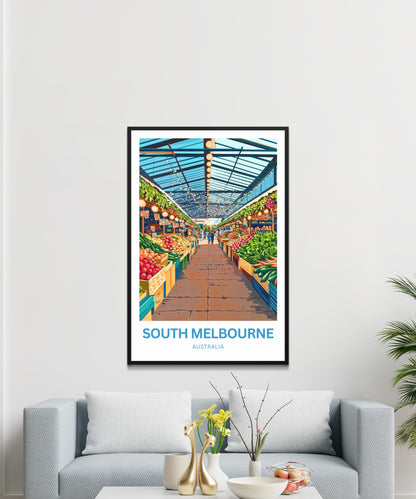 South Melbourne Market Travel Poster  - Discover the Market Life of Australia
