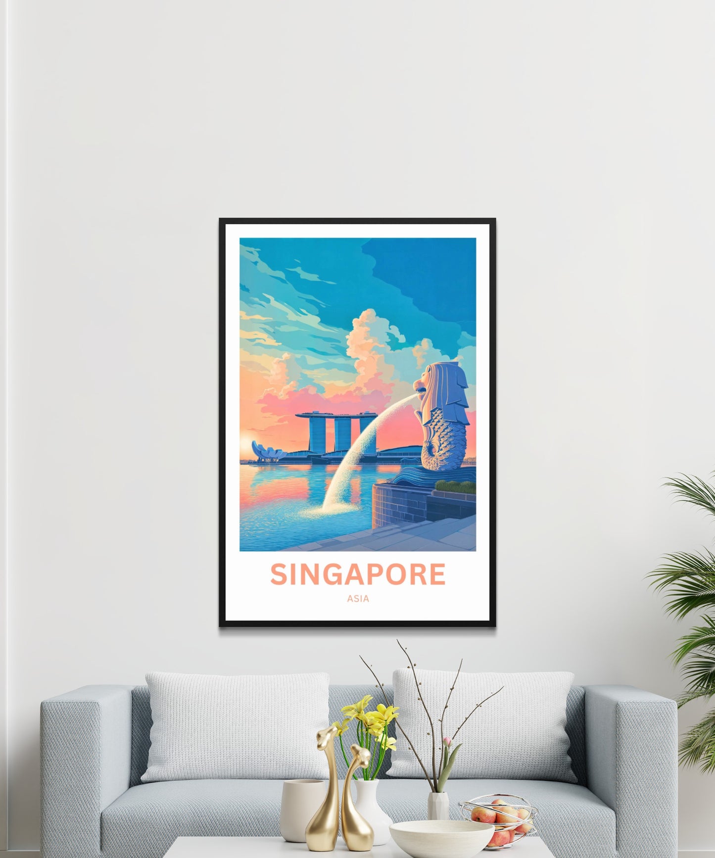 Singapore Travel Poster - Heart of the Lion City