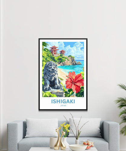 Ishigaki Travel Poster - Shisa Island Guardians