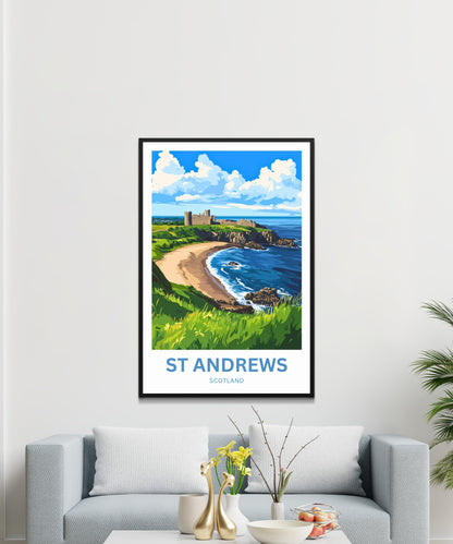 St. Andrews Travel Poster - Castle Ruins Coast