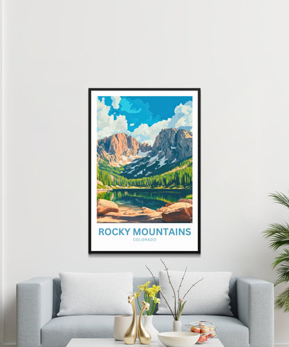 Rocky Mountains Travel Poster - Beautiful Mountain Views and Wilderness